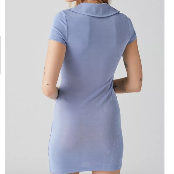 NWT UO Y2K Stretchy Cut-Out Christy Keyhole Pastel Mini Dress Baby Blue - Picture 2 of 3